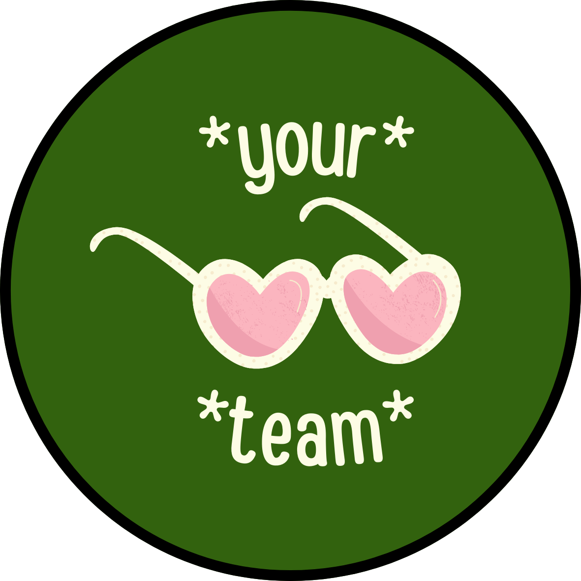 Heart Glasses Team Button