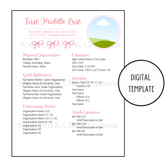 Elegant Sorority Recruitment Resume Template