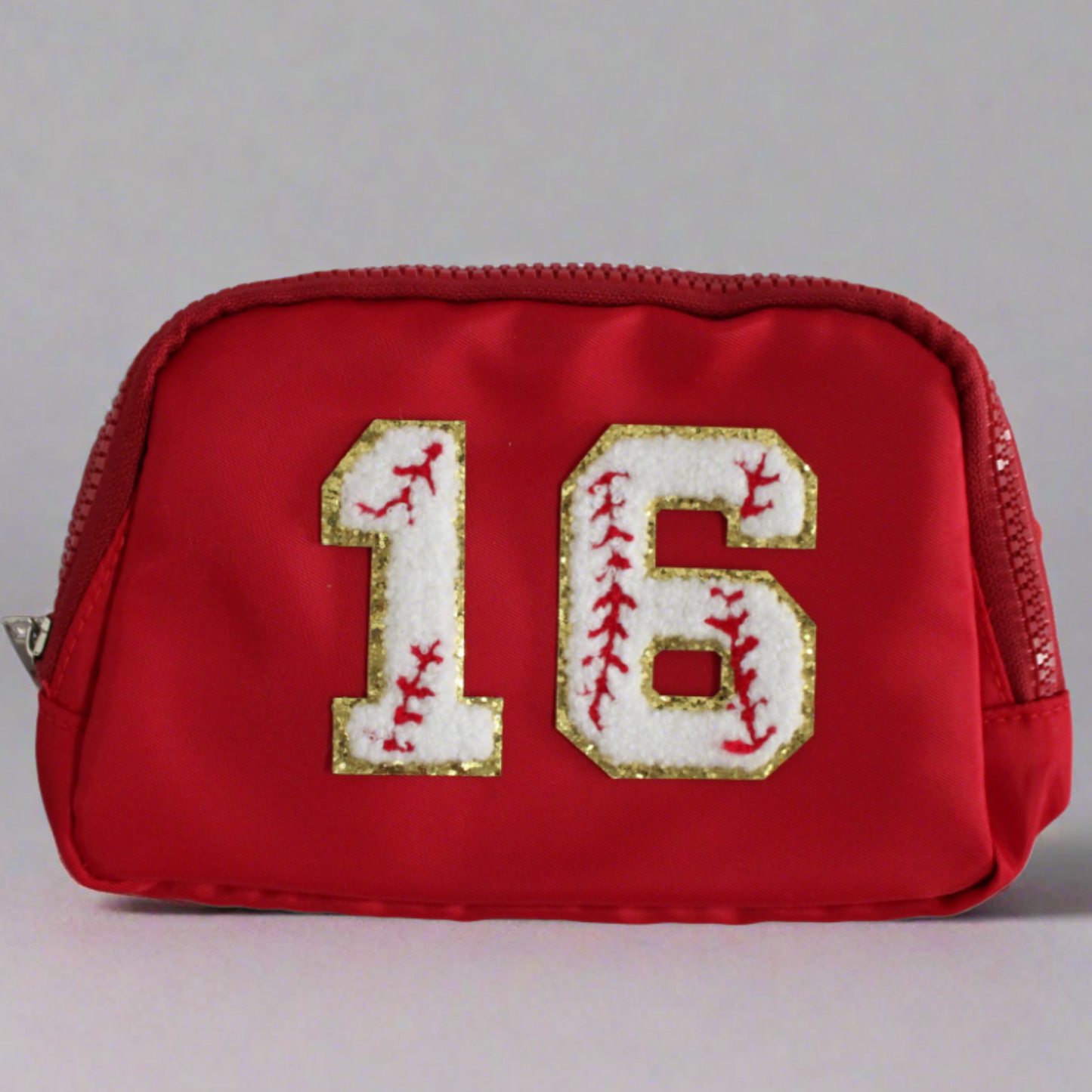 Red Baseball Number Belt Bag