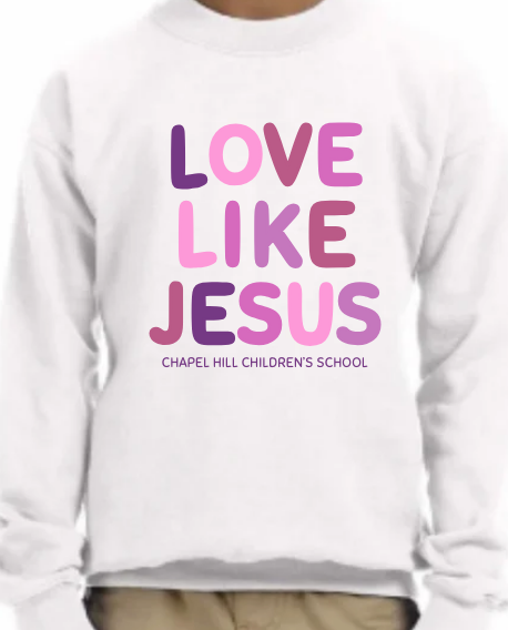Adult "Love Like Jesus" Crewneck: Pink/White