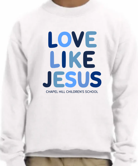 Adult "Love Like Jesus" Crewneck: Blue/White